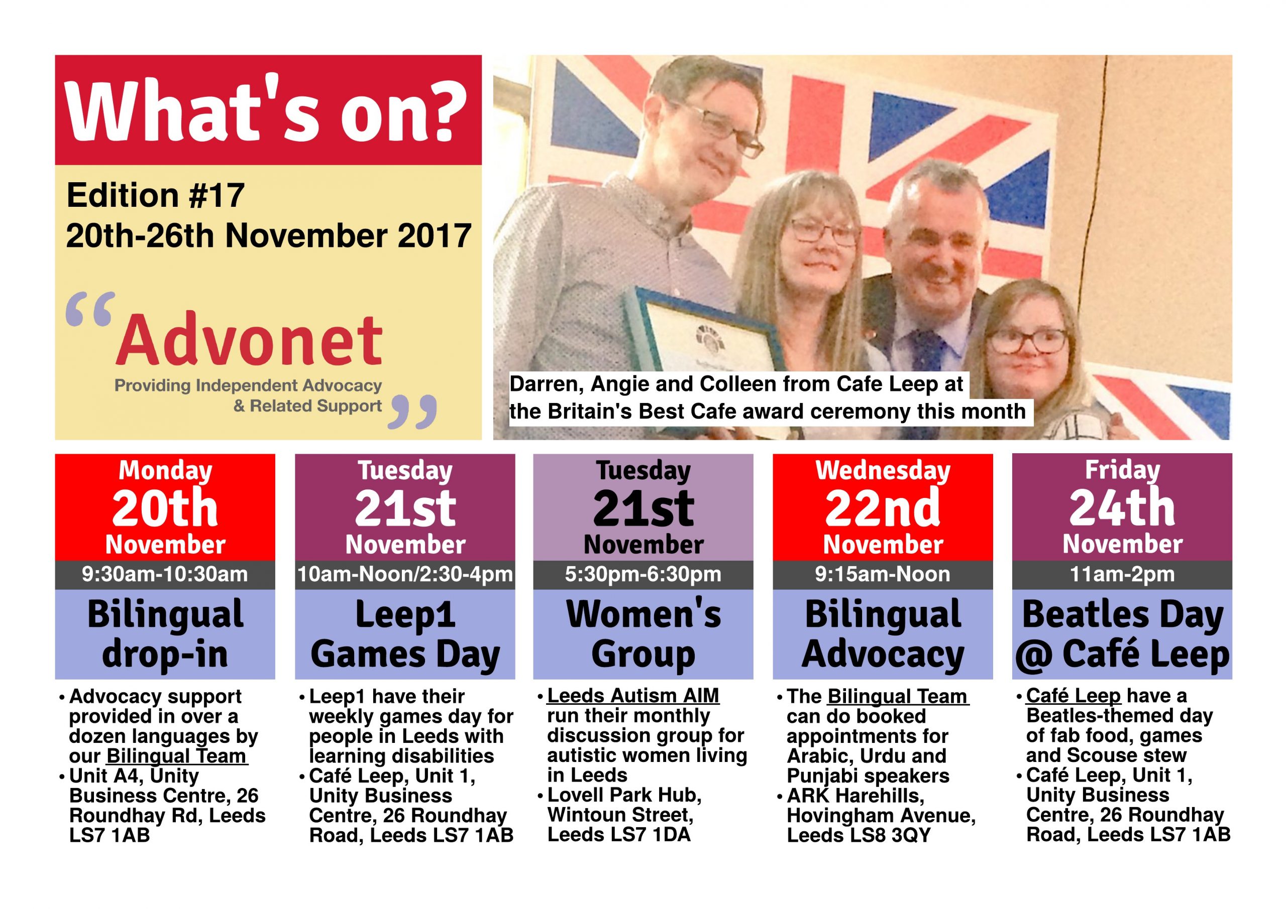 What's on 20-26th Nov 2017