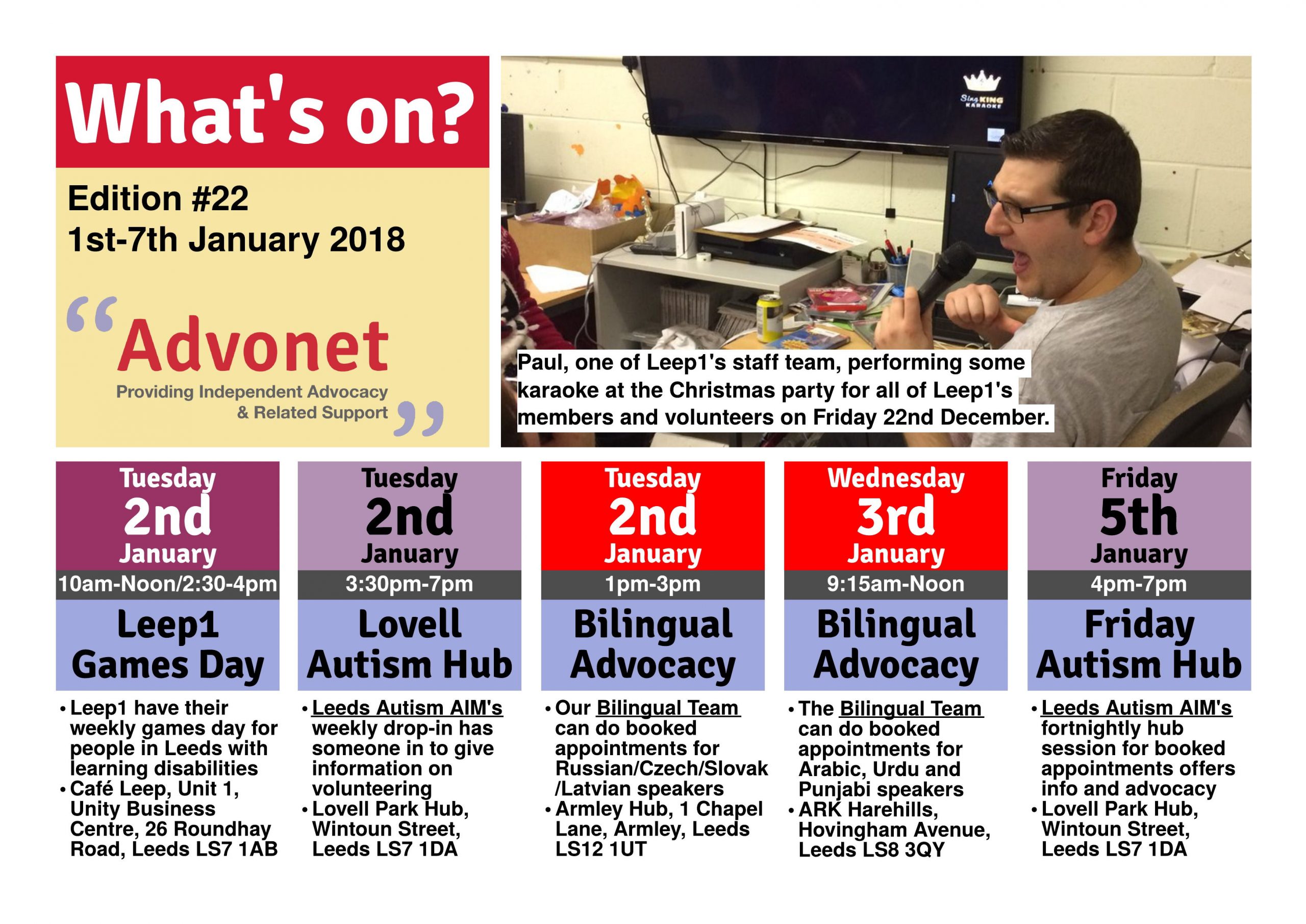 What's on 1st-7th Jan