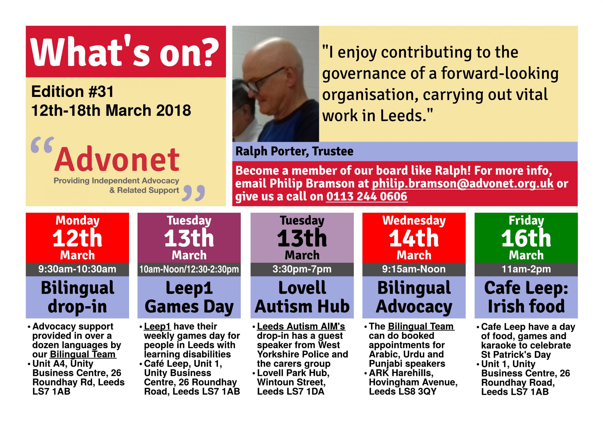 What's on 12th-18th March