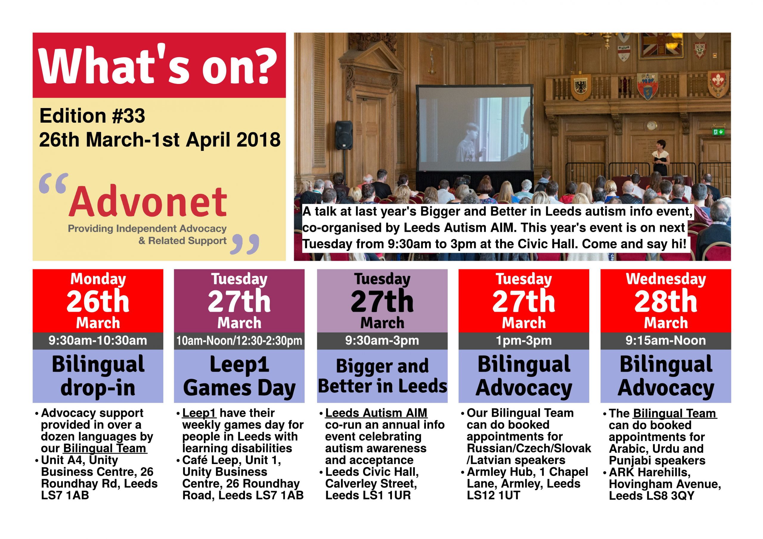 What's On 26 March - 1 April 2018