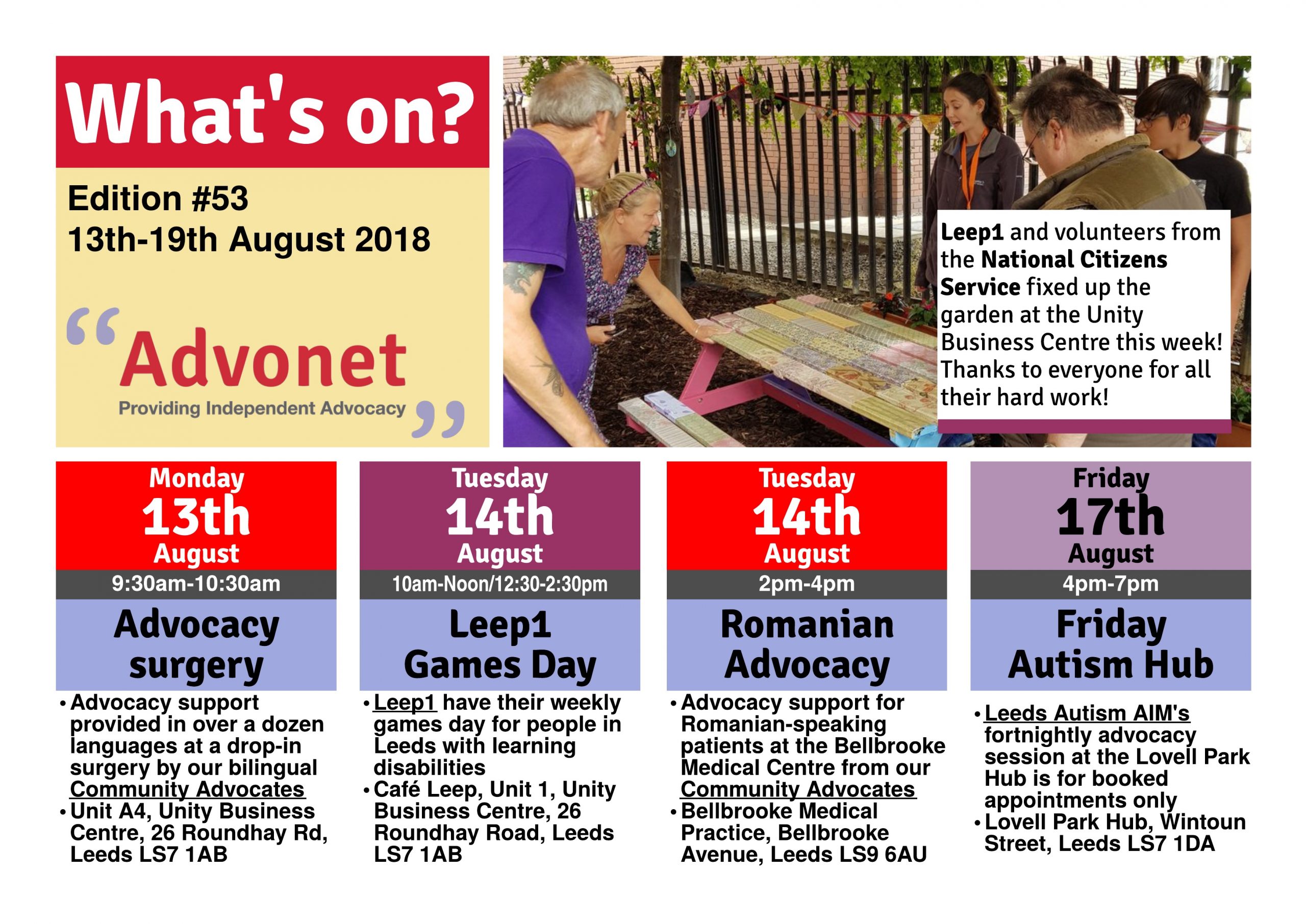 What;s On - 13th-19th August 2018