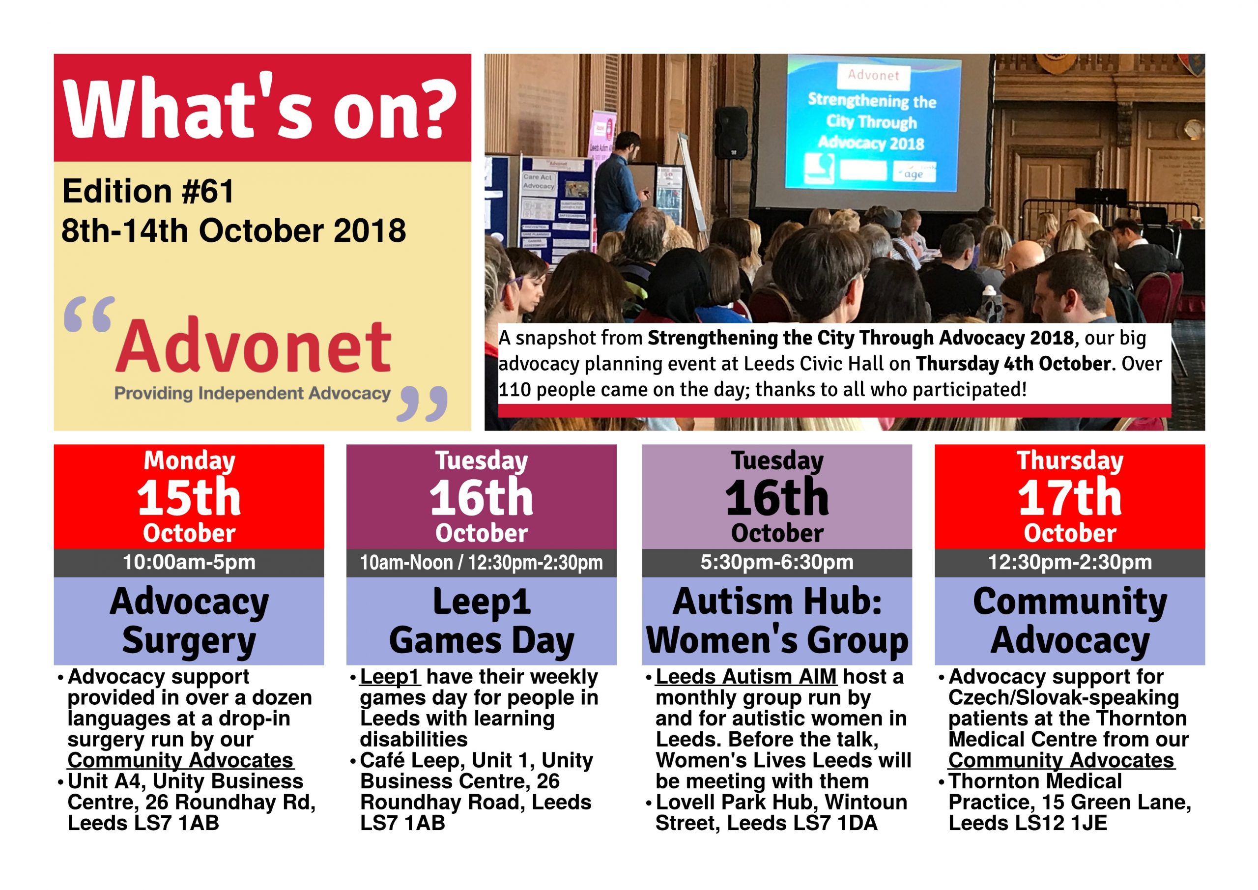 What's On - 15th-21st October 2018