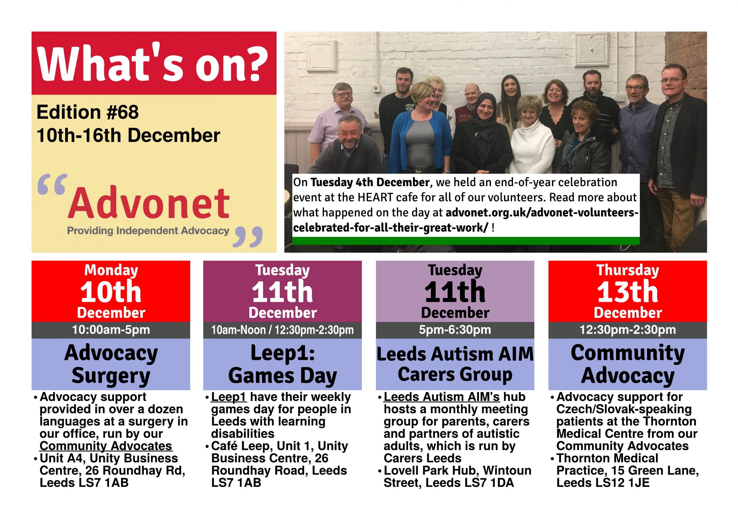 What's On - 10th-16th December 2018