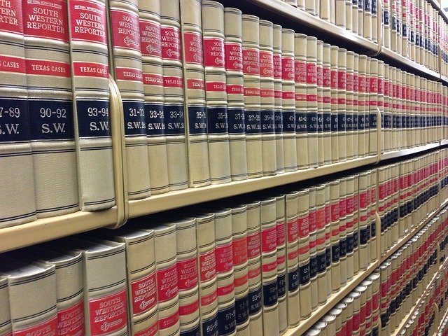 A picture of law books in a library