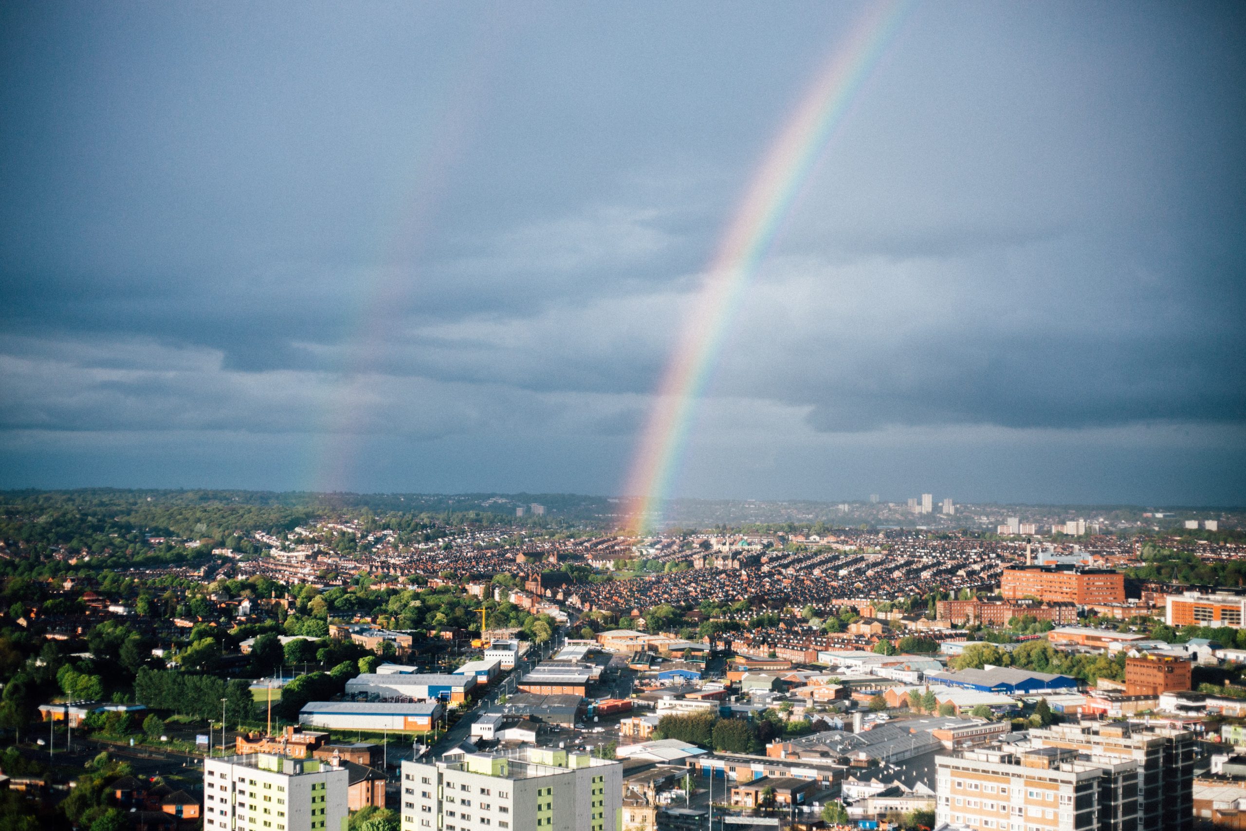 North Leeds skyline with a rainbow